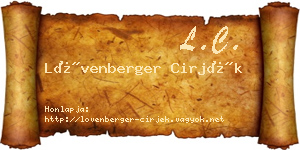 Lövenberger Cirjék névjegykártya